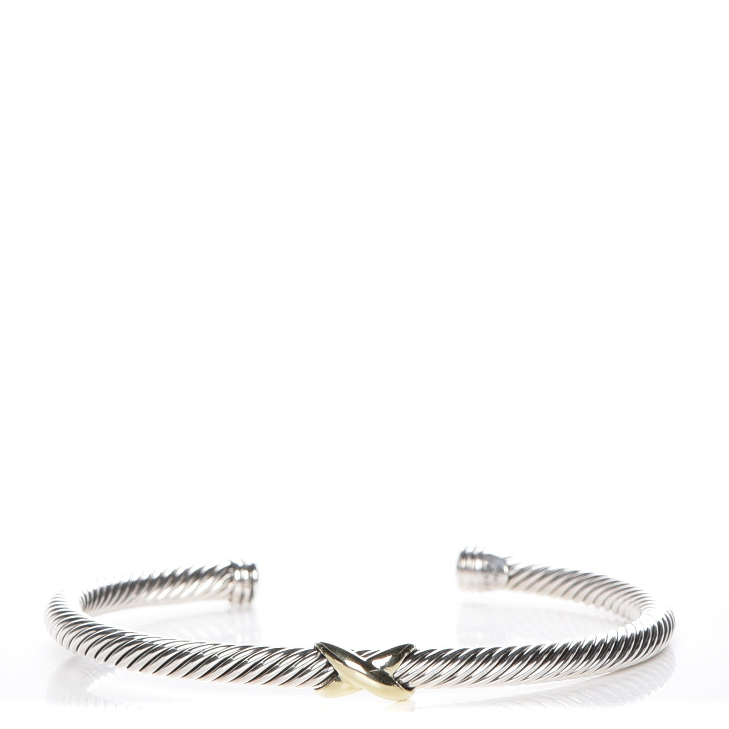 David Yurman Sterling Silver 18K Yellow Gold 4mm X Station Cable Bracelet 1 of 4