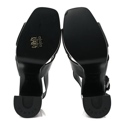 Hermes Calfskin Eris 90 Sandals 37 Black 6 of 8