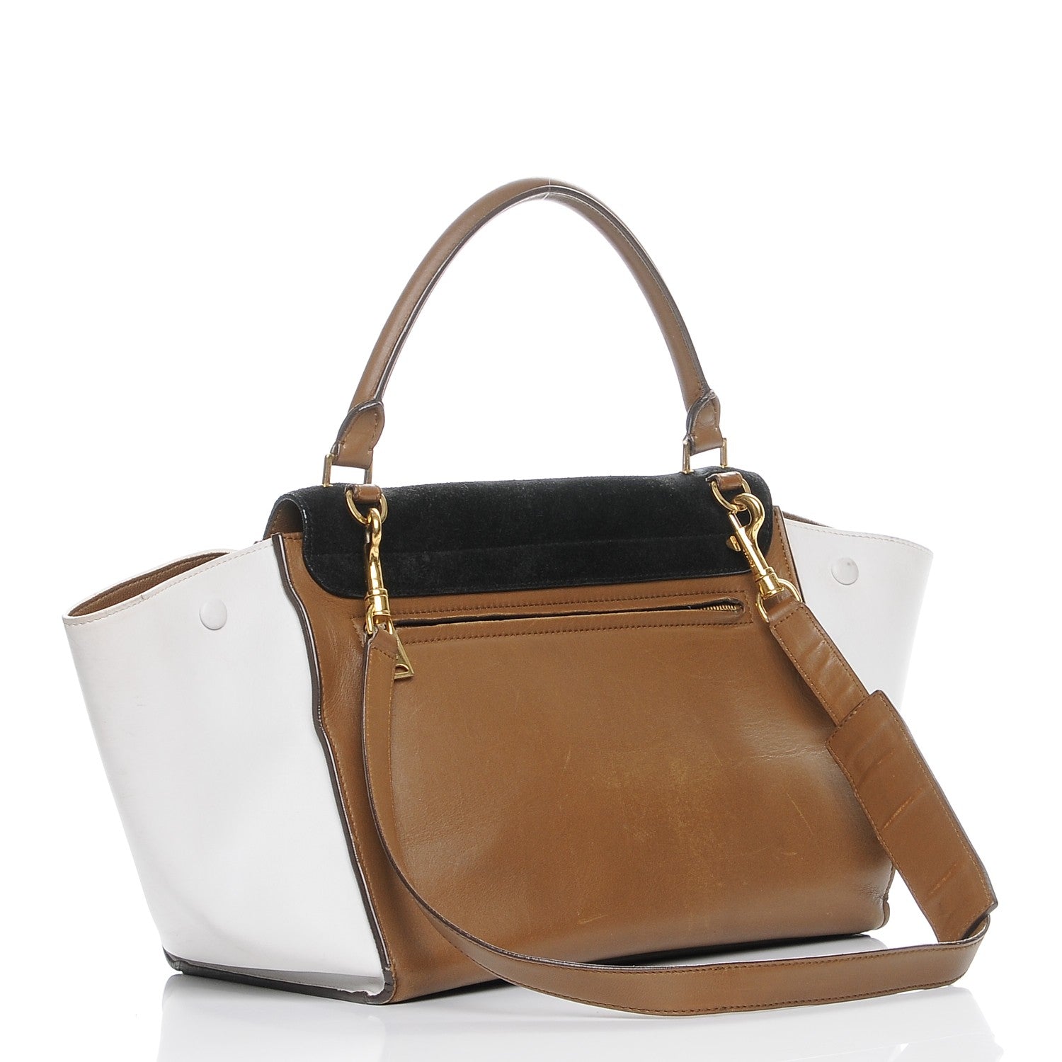 Celine Calfskin Suede Medium Tri-Color Trapeze Black 4 of 11