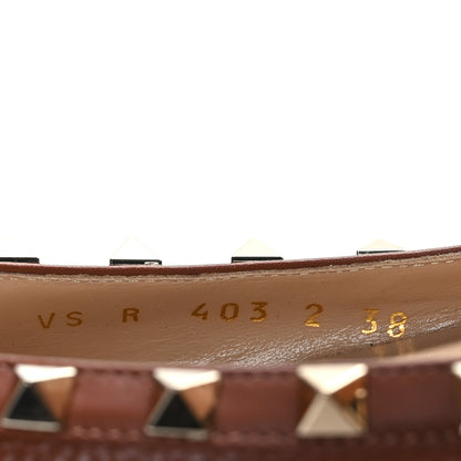 Valentino Garavani Pebbled Calfskin Rockstud Ballerina Flats 38 Bright Cognac 6 of 9