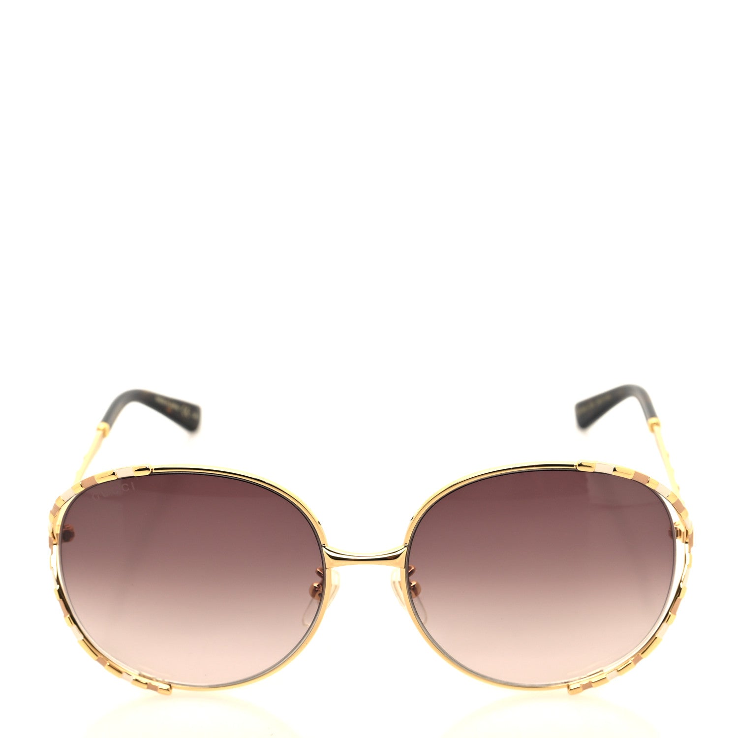 Gucci Metal Round Frame GG0595S Sunglasses Gold Brown 2 of 7