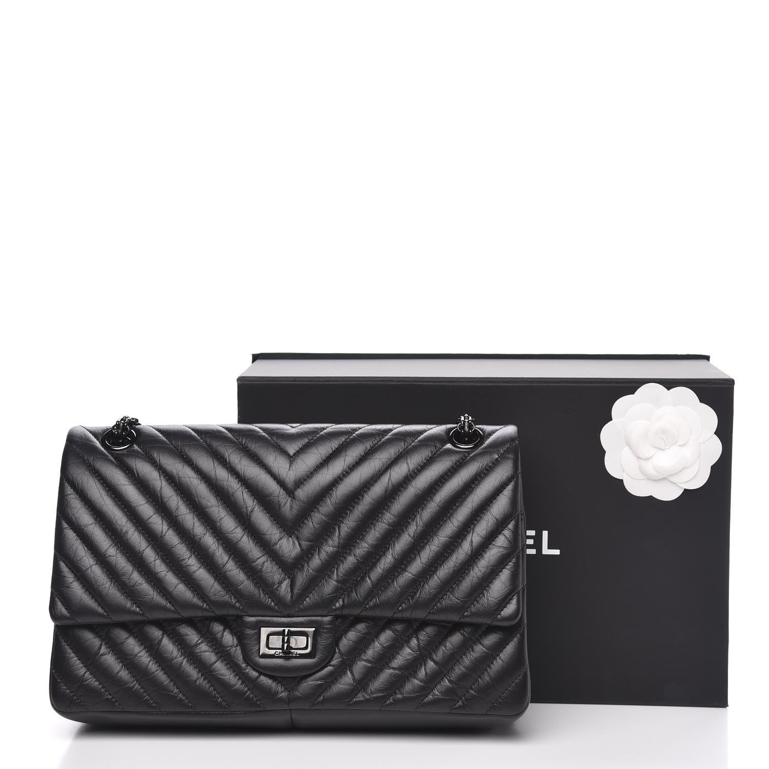 Chanel Aged Calfskin Chevron Quilted 2.55 Reissue 226 So Black 13 of 13