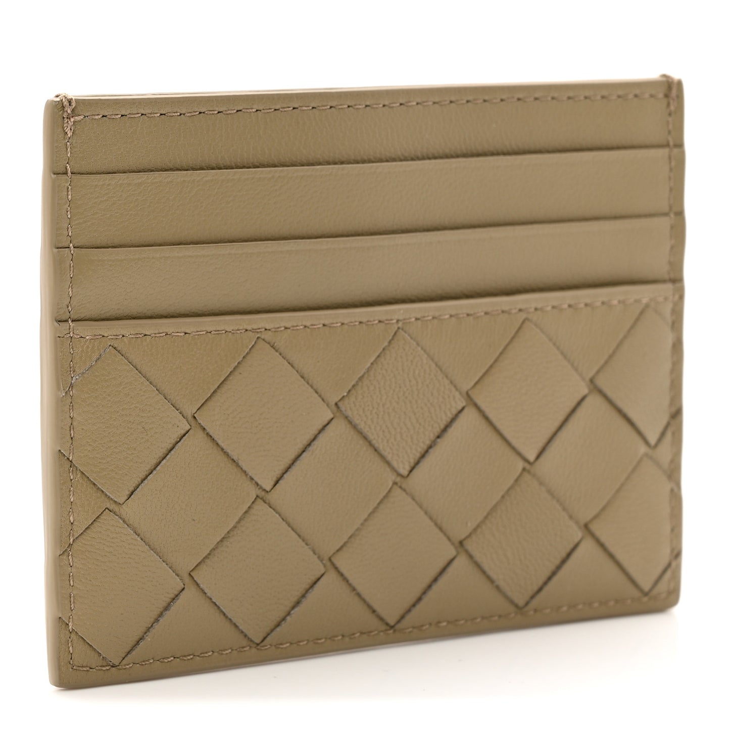 Nappa Intrecciato Credit Card Case Travertine