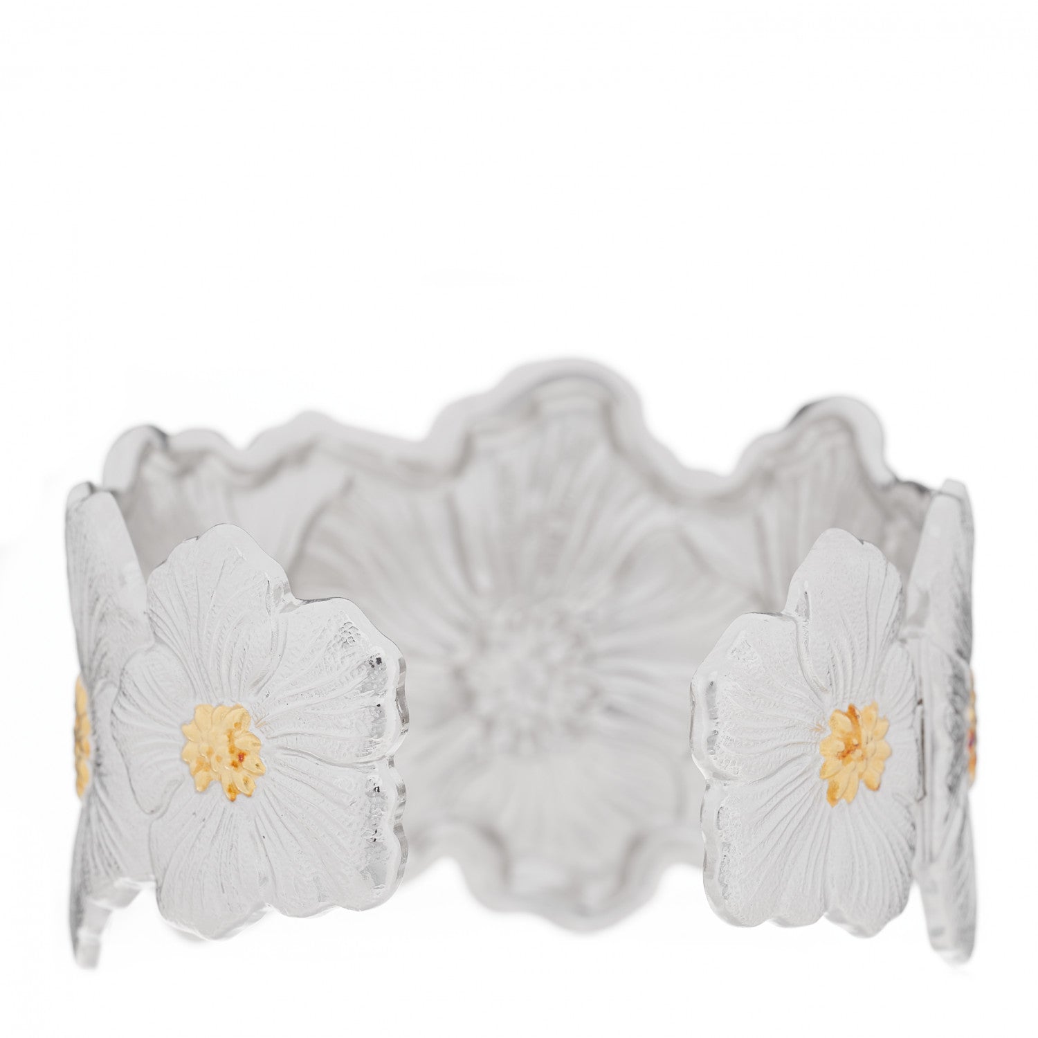 Buccellati Sterling Silver Vermeil Blossoms Gardenia Hinged Cuff Bracelet 2 of 6