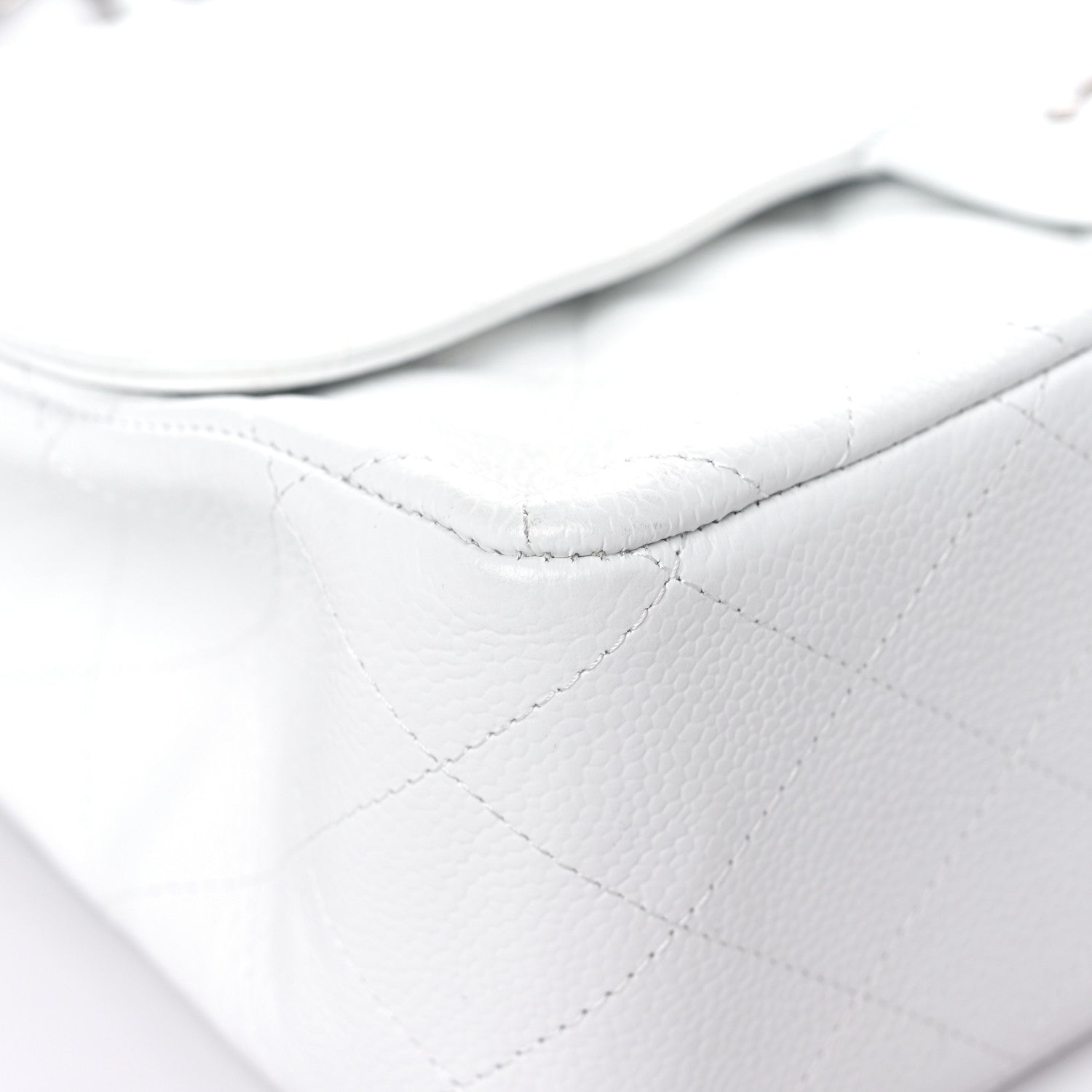Chanel Caviar Quilted Jumbo Single Flap White 8 of 14