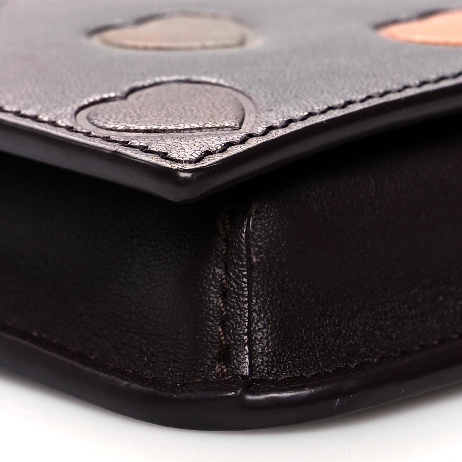 Saint Laurent Lambskin Heart Embossed Monogram Chain Wallet Vintage Cognac 8 of 9