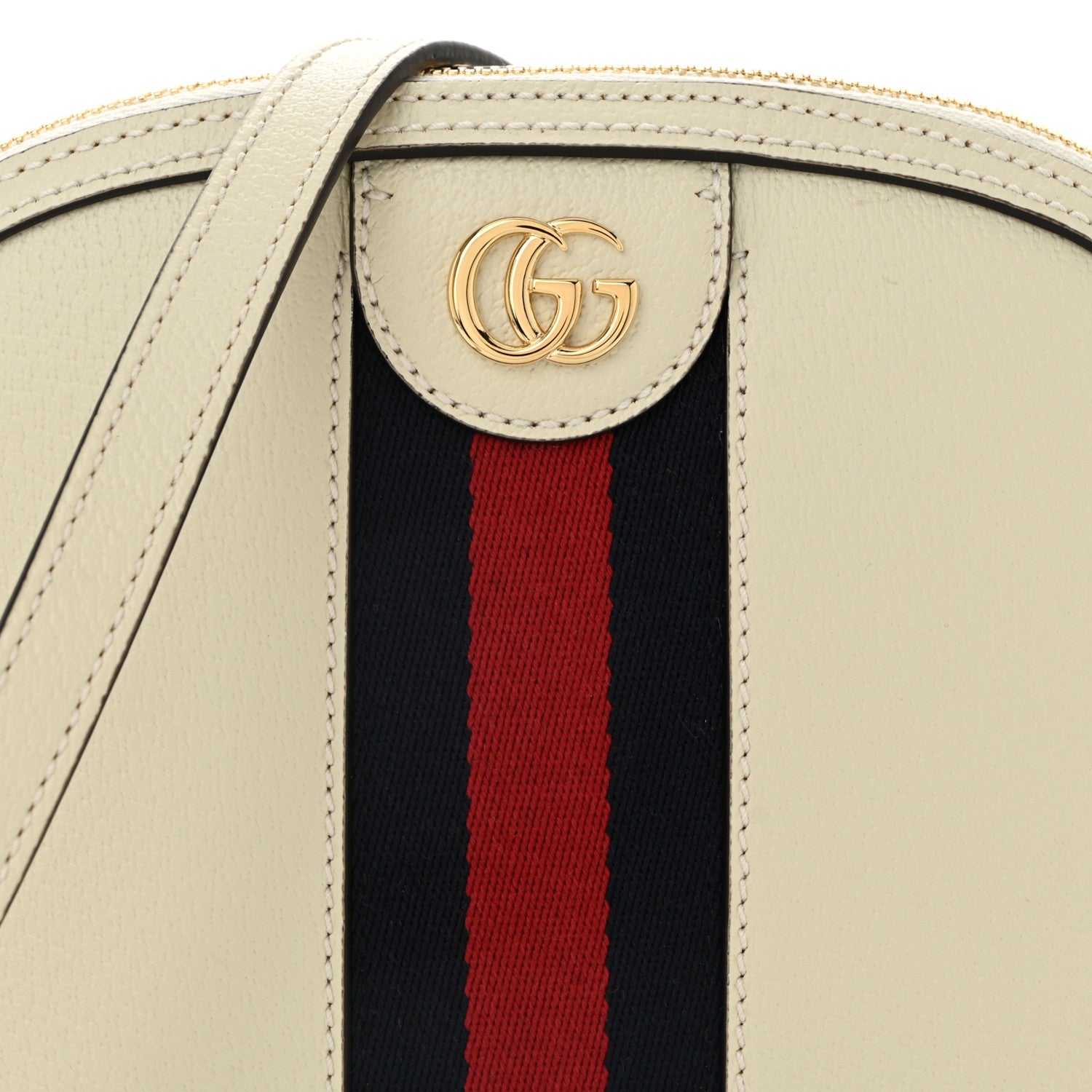 Gucci Textured Dollar Calfskin Web Small Ophidia Dome Shoulder Bag Mystic White 8 of 10