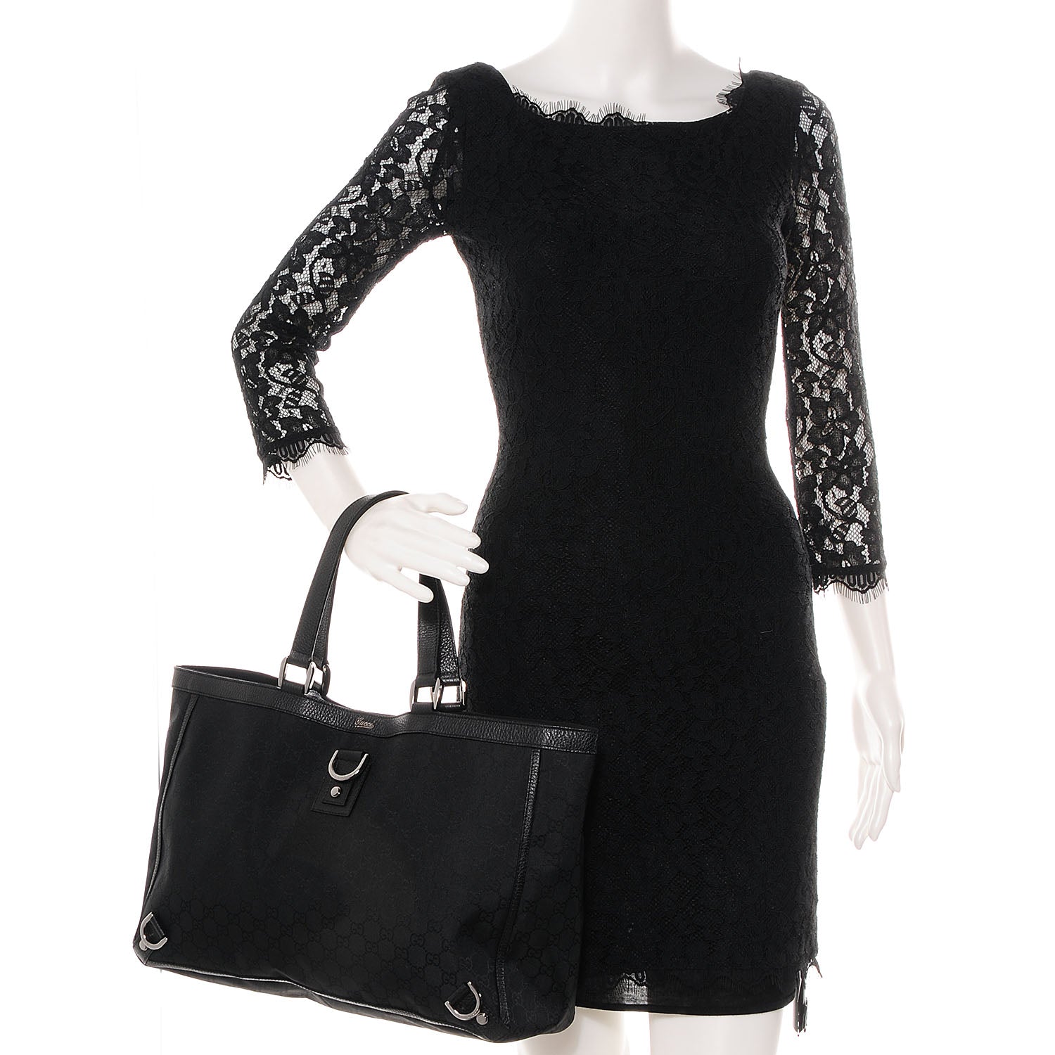 Gucci Monogram Large Abbey Tote Black 2 of 7