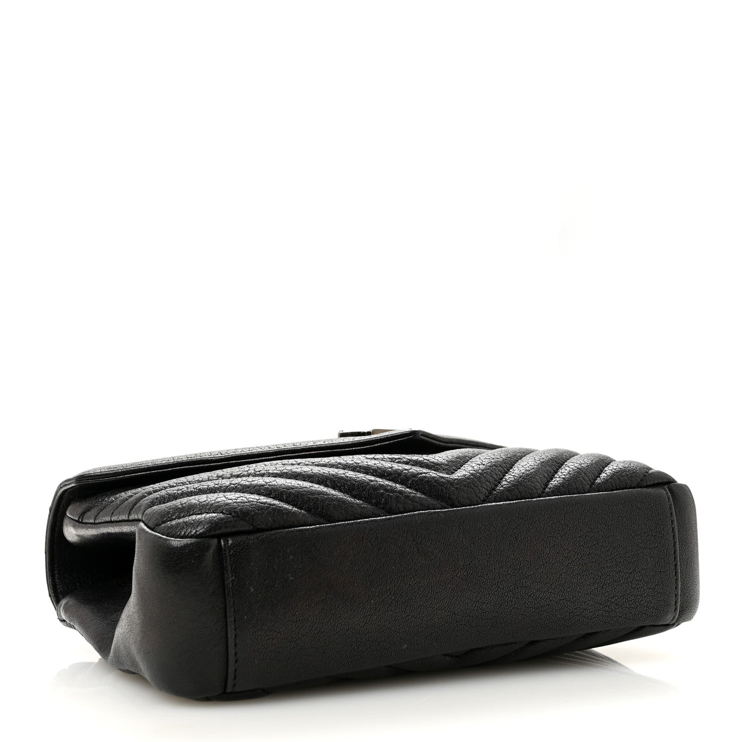 Saint Laurent Sheepskin Matelasse Chevron Monogram Medium College Bag Black 4 of 13