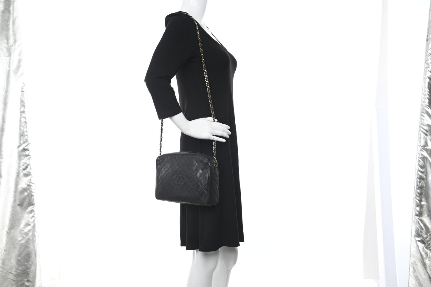 Caviar Quilted Camera Case Black