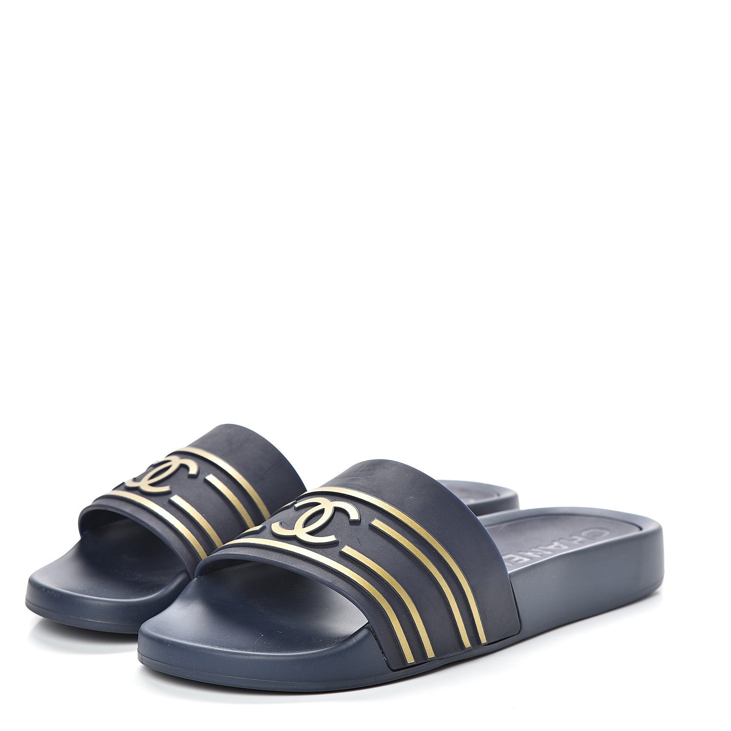 Chanel PVC CC Mules Sandals 39 Navy Gold 3 of 10