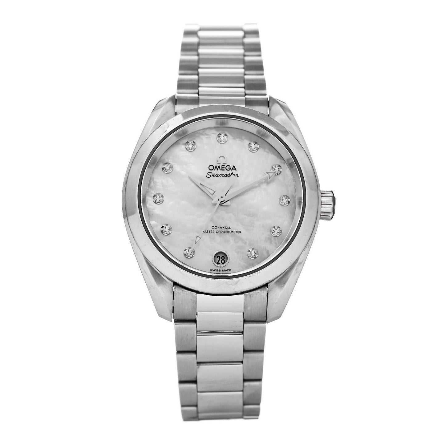 Stainless Steel Diamond Mother of Pearl 34mm Seamaster Aqua Terra Co-Axial Master Chronometer Automatic Watch 220.10.34.20.55.001