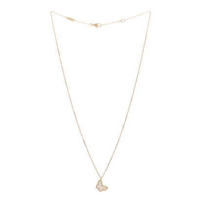 Van Cleef & Arpels 18K Yellow Gold Mother of Pearl Sweet Alhambra Butterfly Pendant Necklace 2 of 5