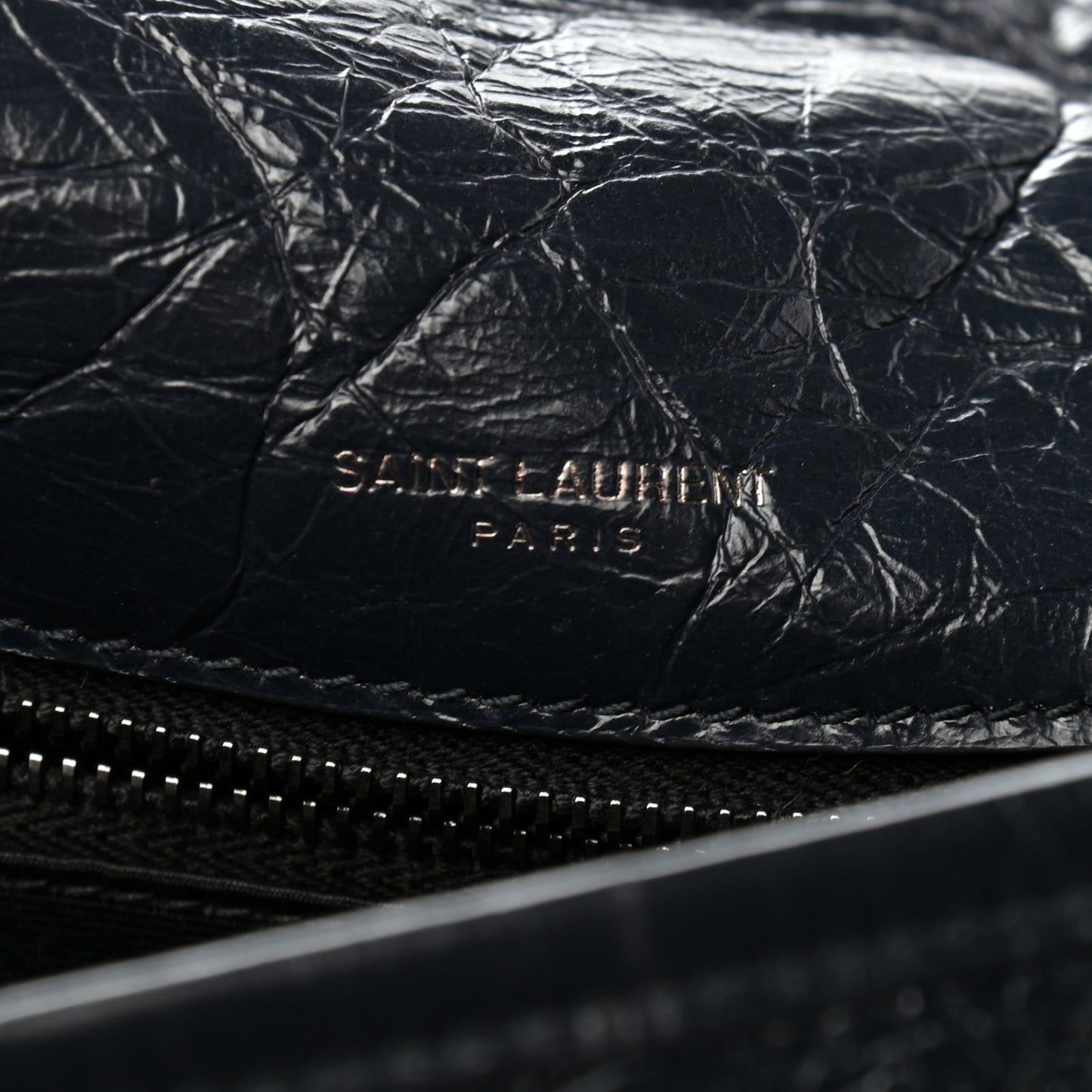 Crinkled Calfskin Matelasse Monogram Medium Niki Chain Satchel Deep Marine