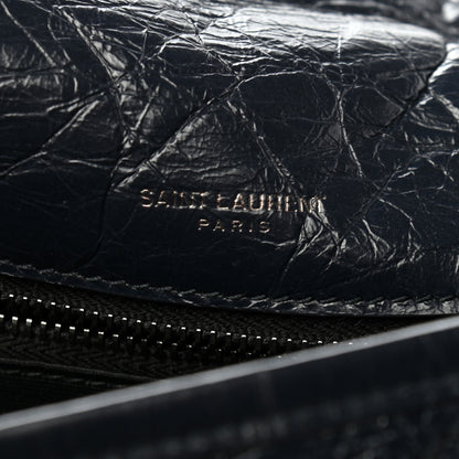 Saint Laurent Crinkled Calfskin Matelasse Monogram Medium Niki Chain Satchel Deep Marine 6 of 10