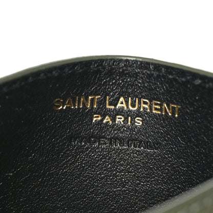 Saint Laurent Grain De Poudre Matelasse Chevron Monogram Credit Card Case Light Sage 6 of 7
