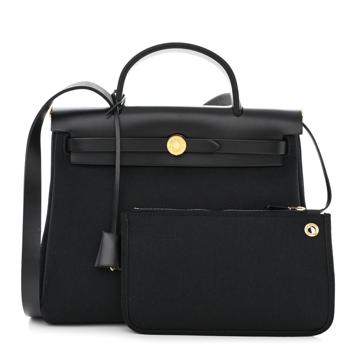 Hermes Military Toile Vache Hunter Herbag Zip PM 31 Black 1 of 14