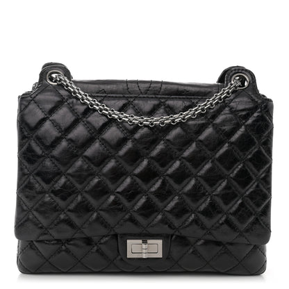Chanel Metallic Aged Calfskin Quilted Reissue 2.55 Accordion Flap Black 1 of 11