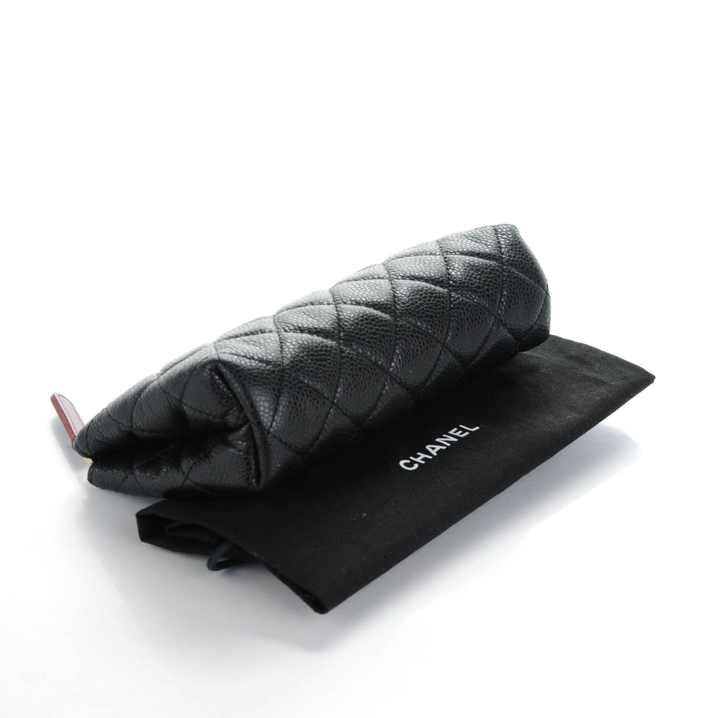 Caviar Quilted Small Cosmetic Case Black