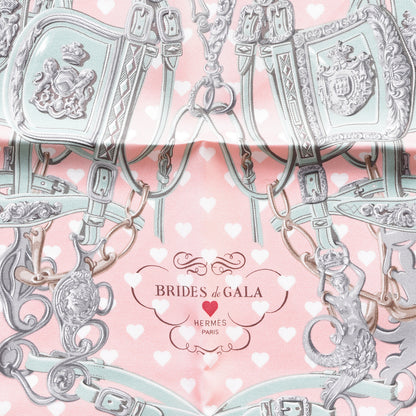 Hermes Silk Brides De Gala Love Pocket Square Beige Rose Dragee Vert Amande 2 of 5