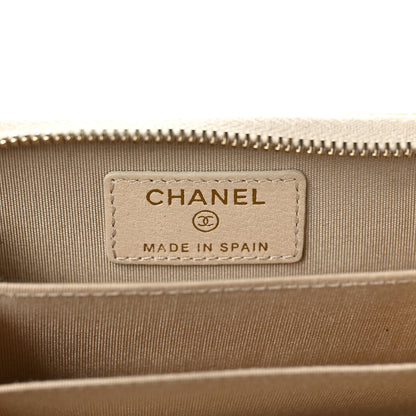 Chanel Lambskin Quilted 19 Zip Around Coin Purse Wallet Beige 6 of 7