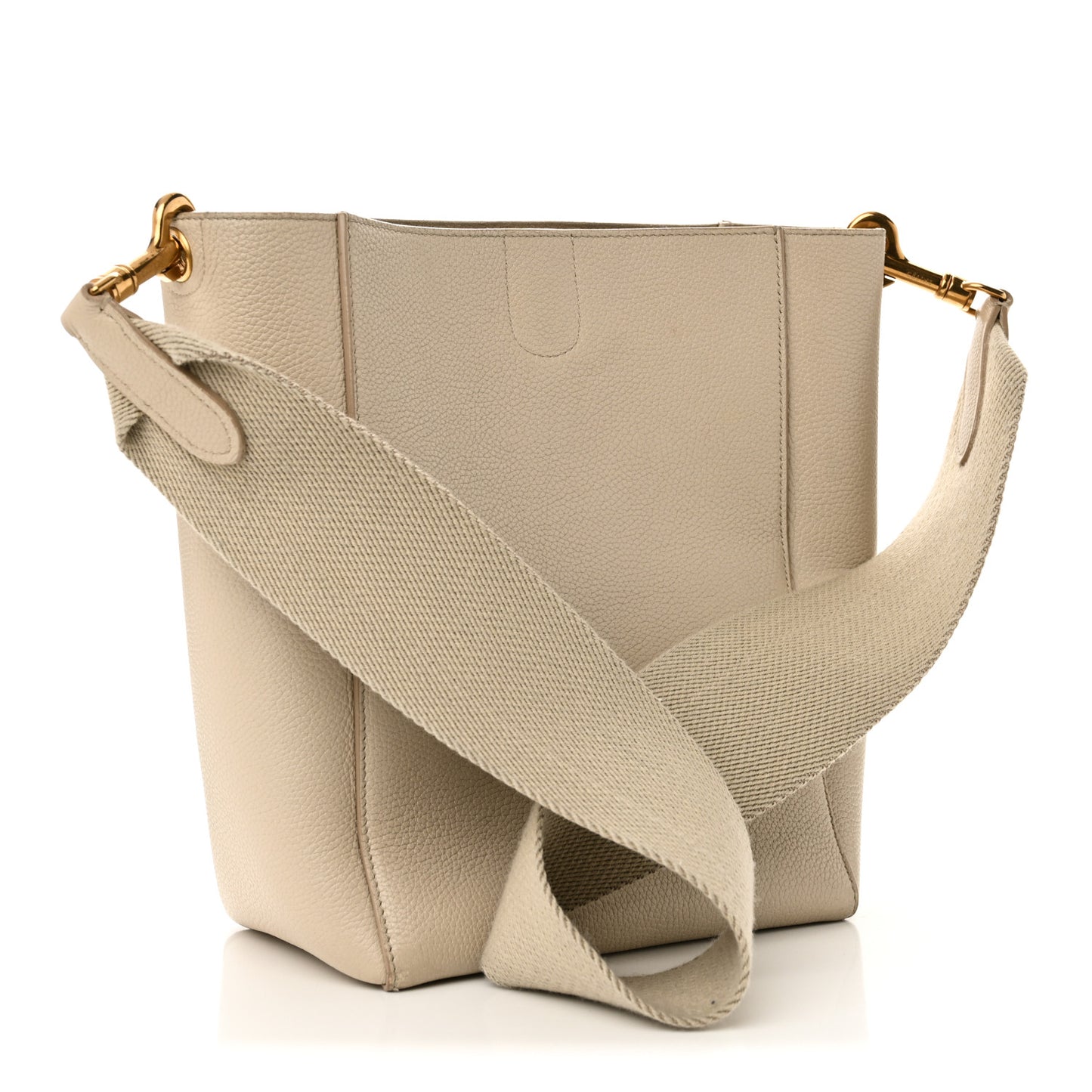 Soft Grained Calfskin Small Sangle Bucket Bag Light Taupe