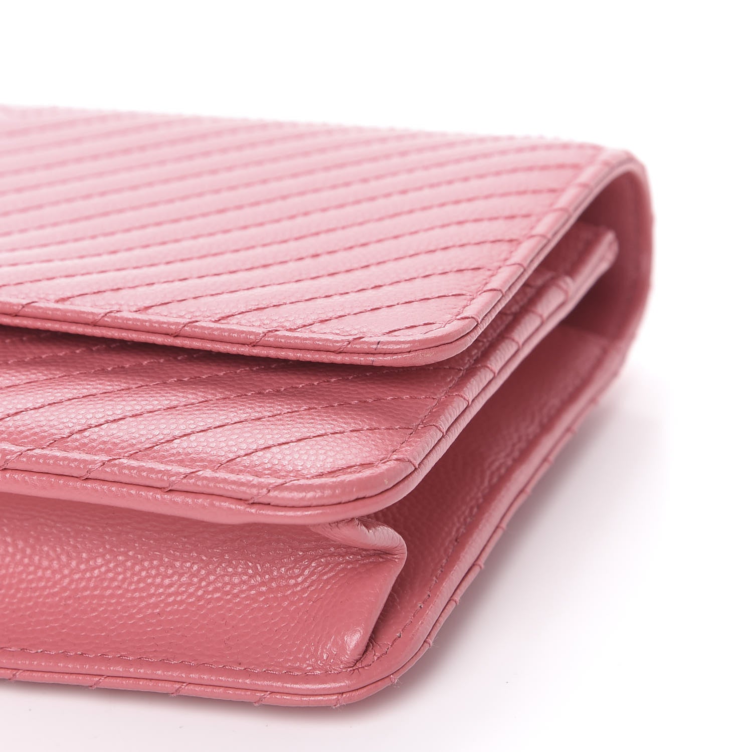 Chanel Caviar Chevron Quilted Wallet On Chain WOC Pink 9 of 12