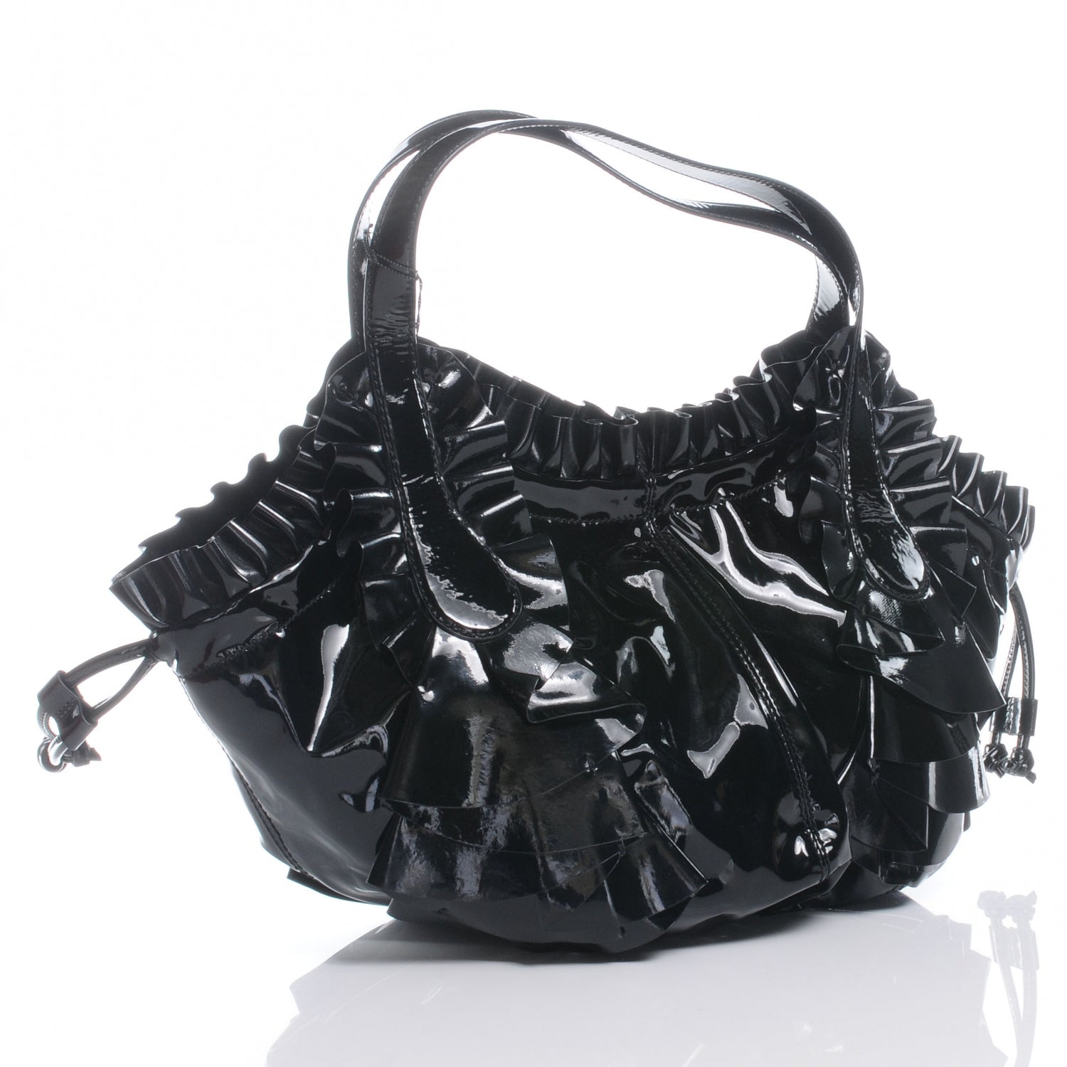 Valentino Garavani Patent Ruffle Idylle Bag Black 3 of 7