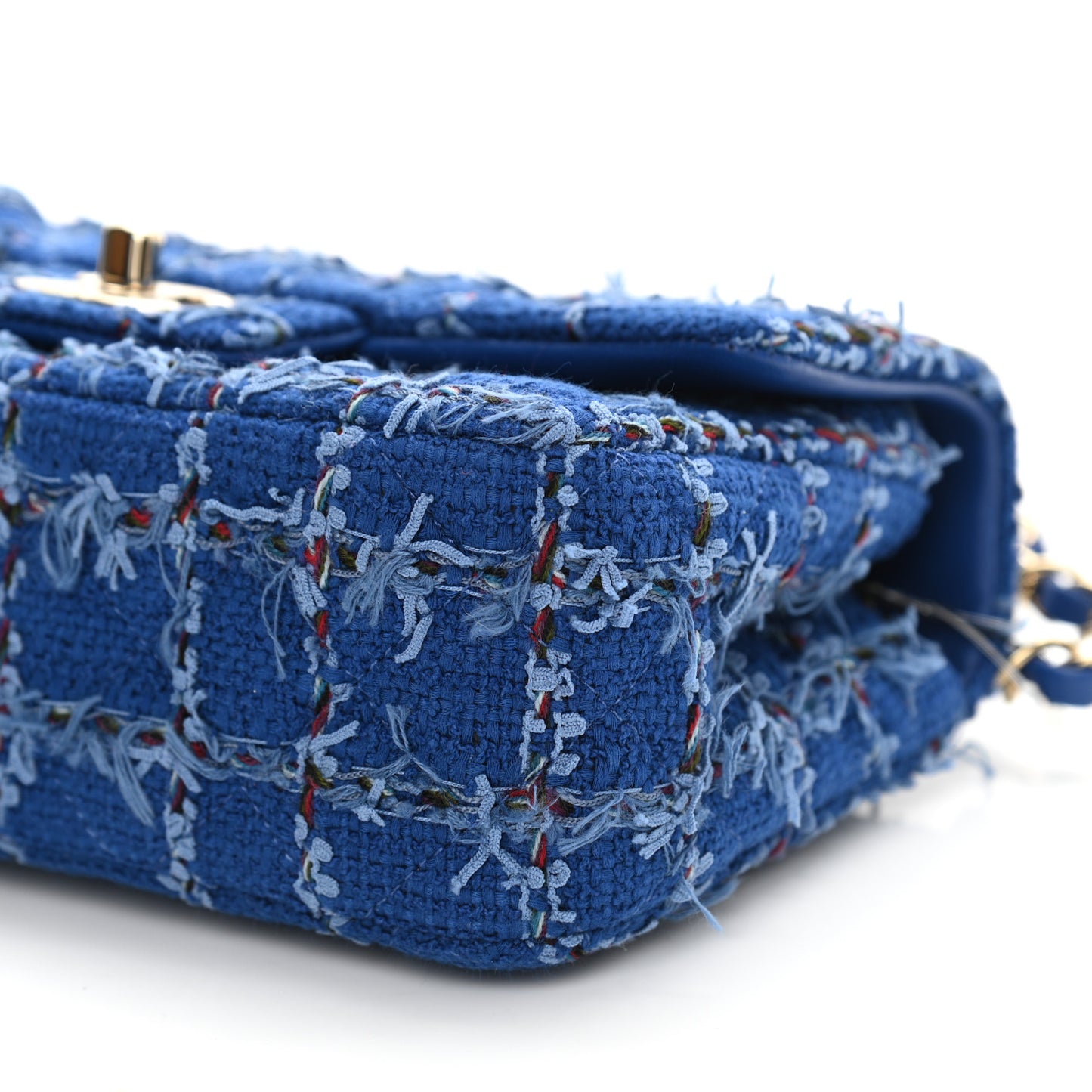 Tweed Quilted Mini Rectangular Flap Blue Multicolor