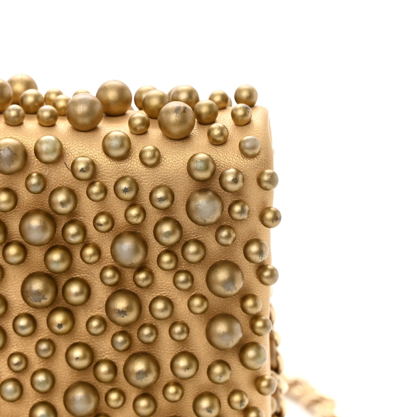 Lambskin Pearls Flap Gold