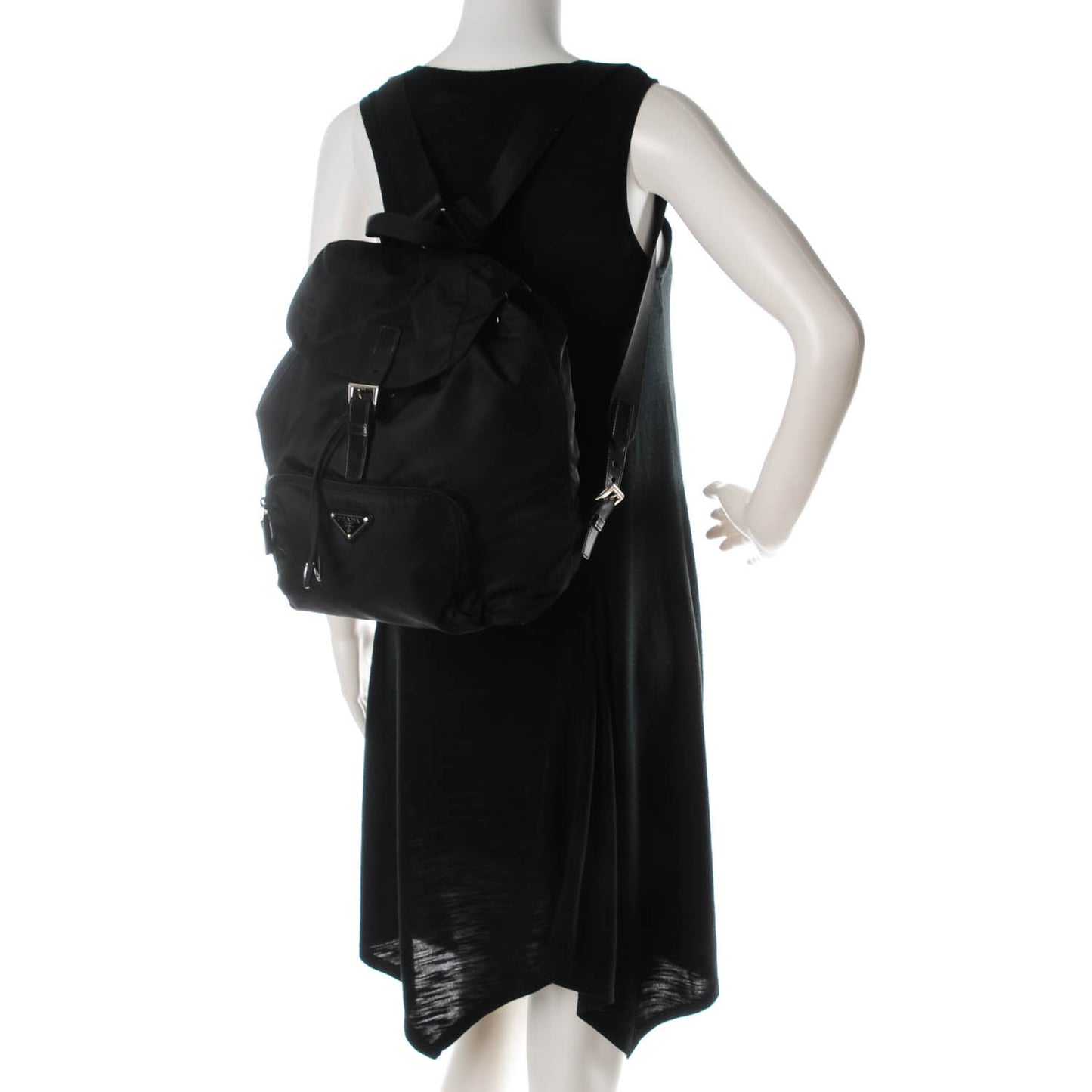Nylon Cinch Backpack Black