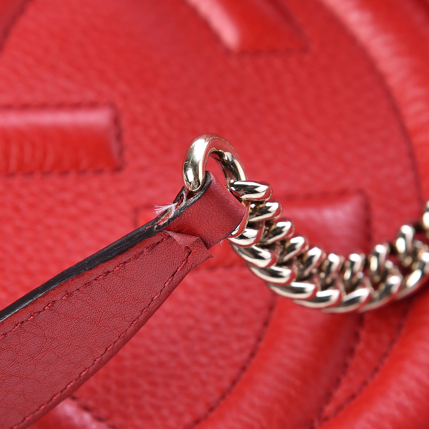 Gucci Pebbled Calfskin Large Soho Chain Shoulder Bag Tabasco Red 10 of 20