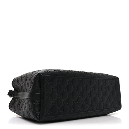 Gucci Calfskin GG Monogram Emblem Medium Tote Bag Black 4 of 9