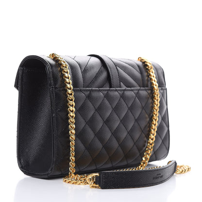 Saint Laurent Grain De Poudre Textured Mixed Matelasse Triquilt Small Monogram Satchel Black 3 of 9