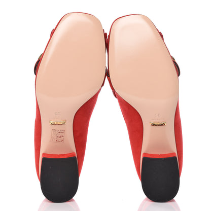 Gucci Kid Scamosciato GG Marmont Fringe 50mm Loafer Pumps 39 Vulcanic Red 5 of 8