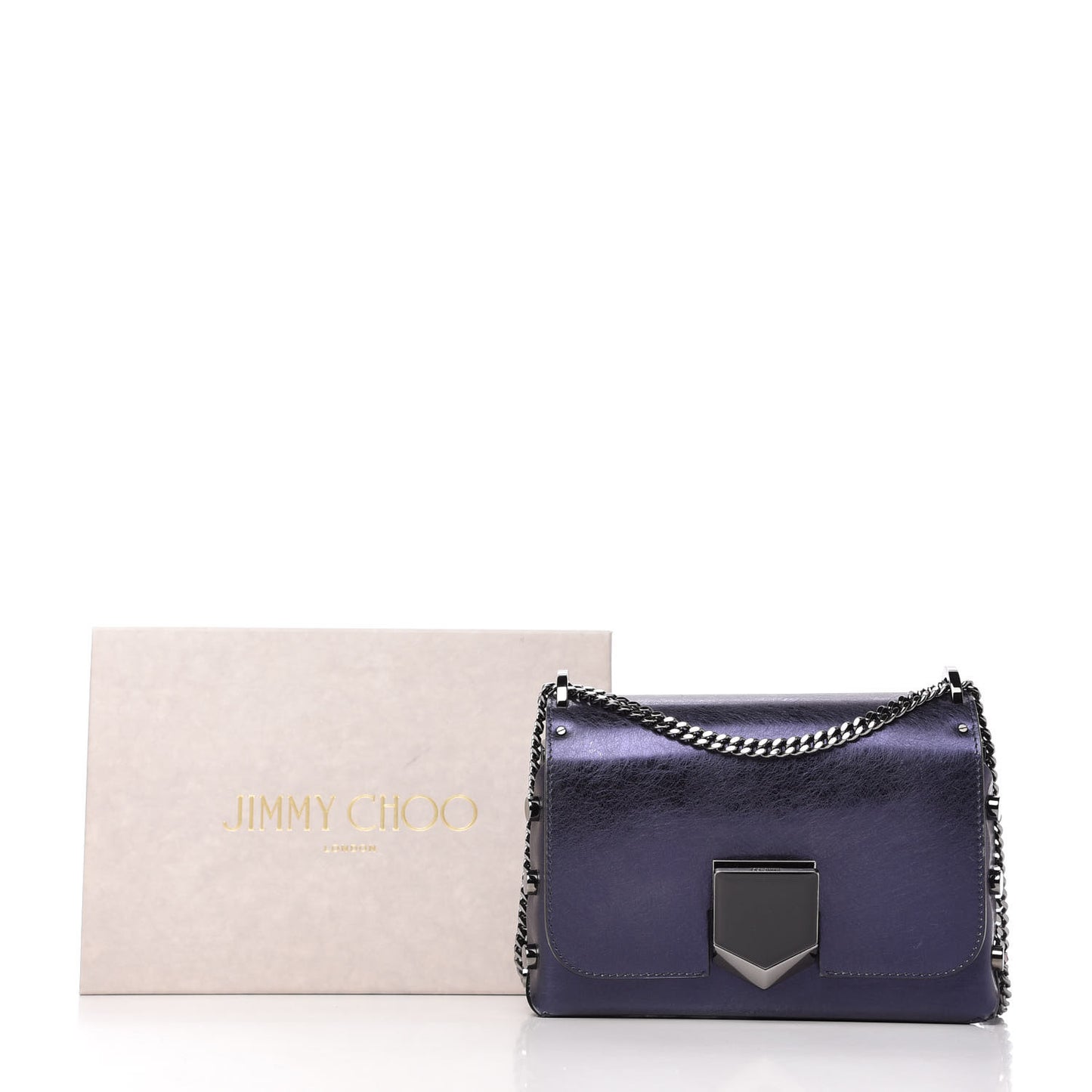 Metallic Calfskin Lockett Petite Shoulder Bag Purple