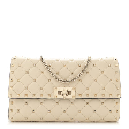 Valentino Garavani Nappa Rockstud Spike Wallet on Chain Light Ivory 1 of 12