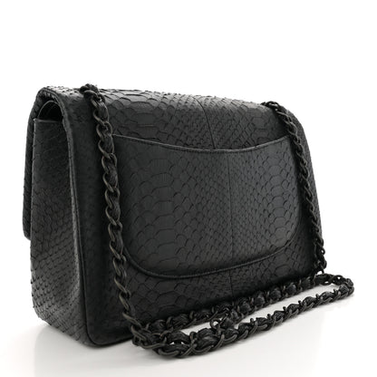 Chanel Snakeskin Jumbo Double Flap So Black 3 of 10