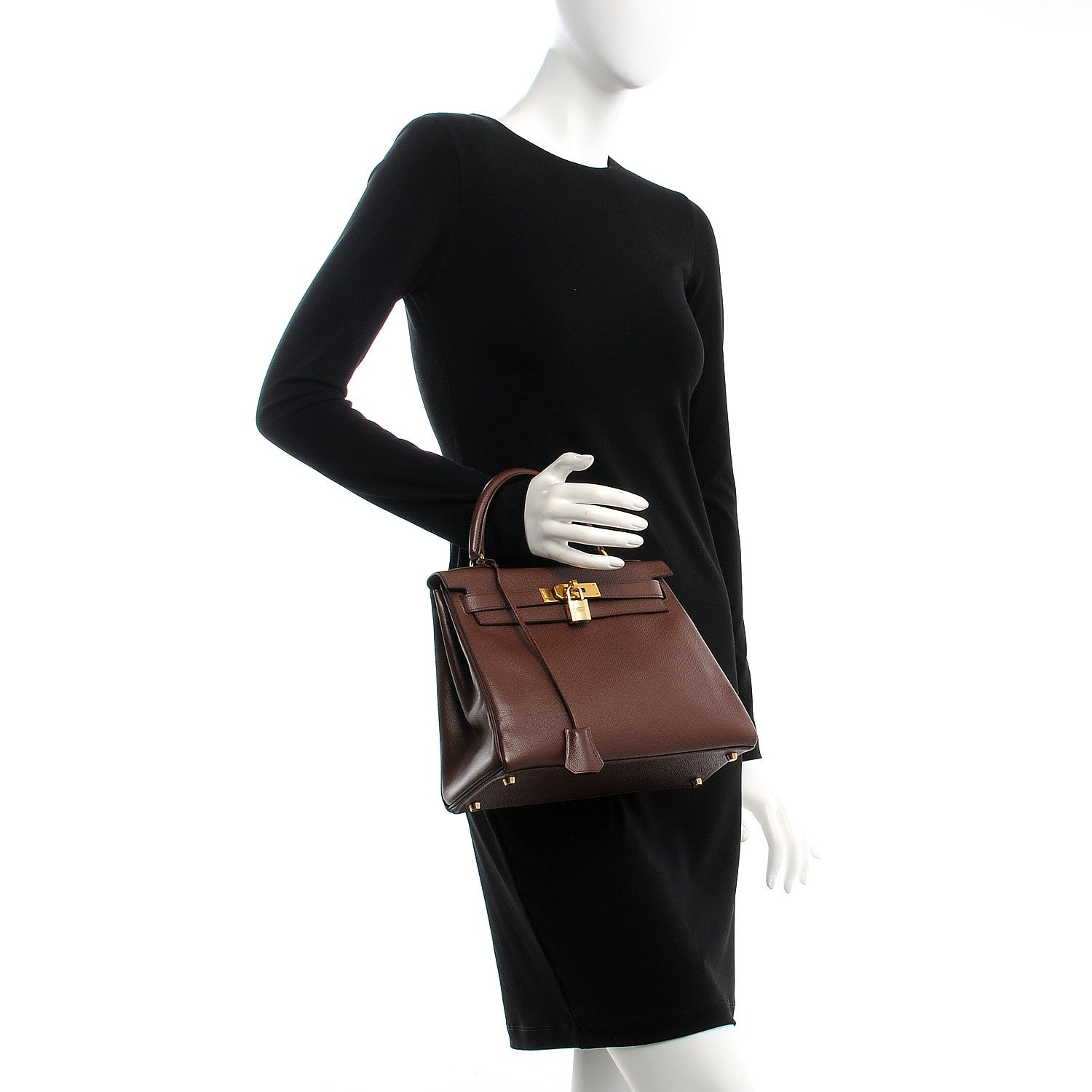 Hermes Courchevel Kelly Retourne 28 Chocolate 3 of 32