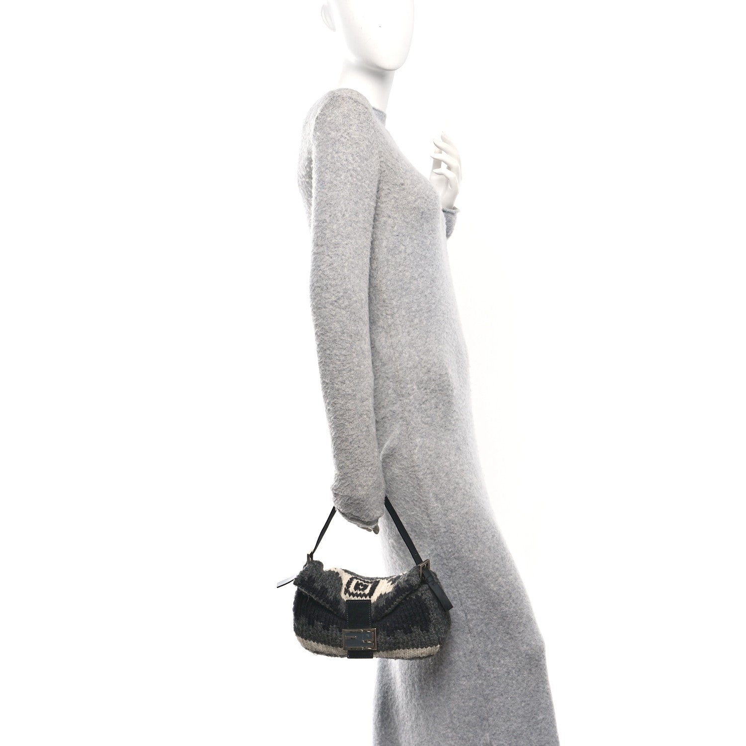 Fendi Wool Knit Baguette Grey 2 of 10