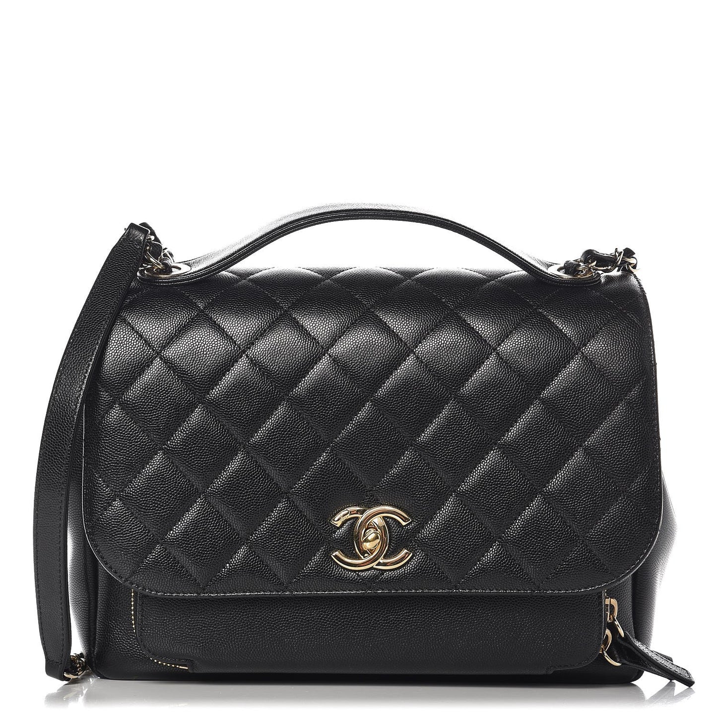 Caviar Quilted Large Business Affinity Flap Black