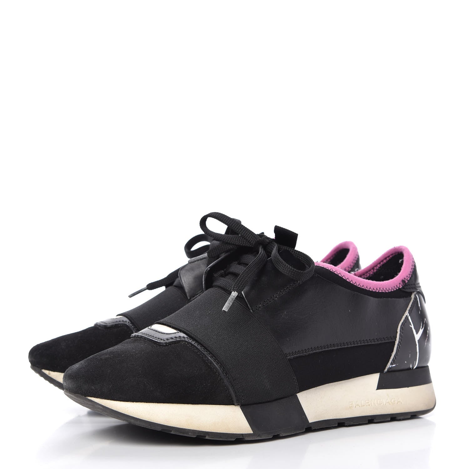 Balenciaga Calfskin Womens Race Runner Sneakers 36 Black Hardware Pink 3 of 8