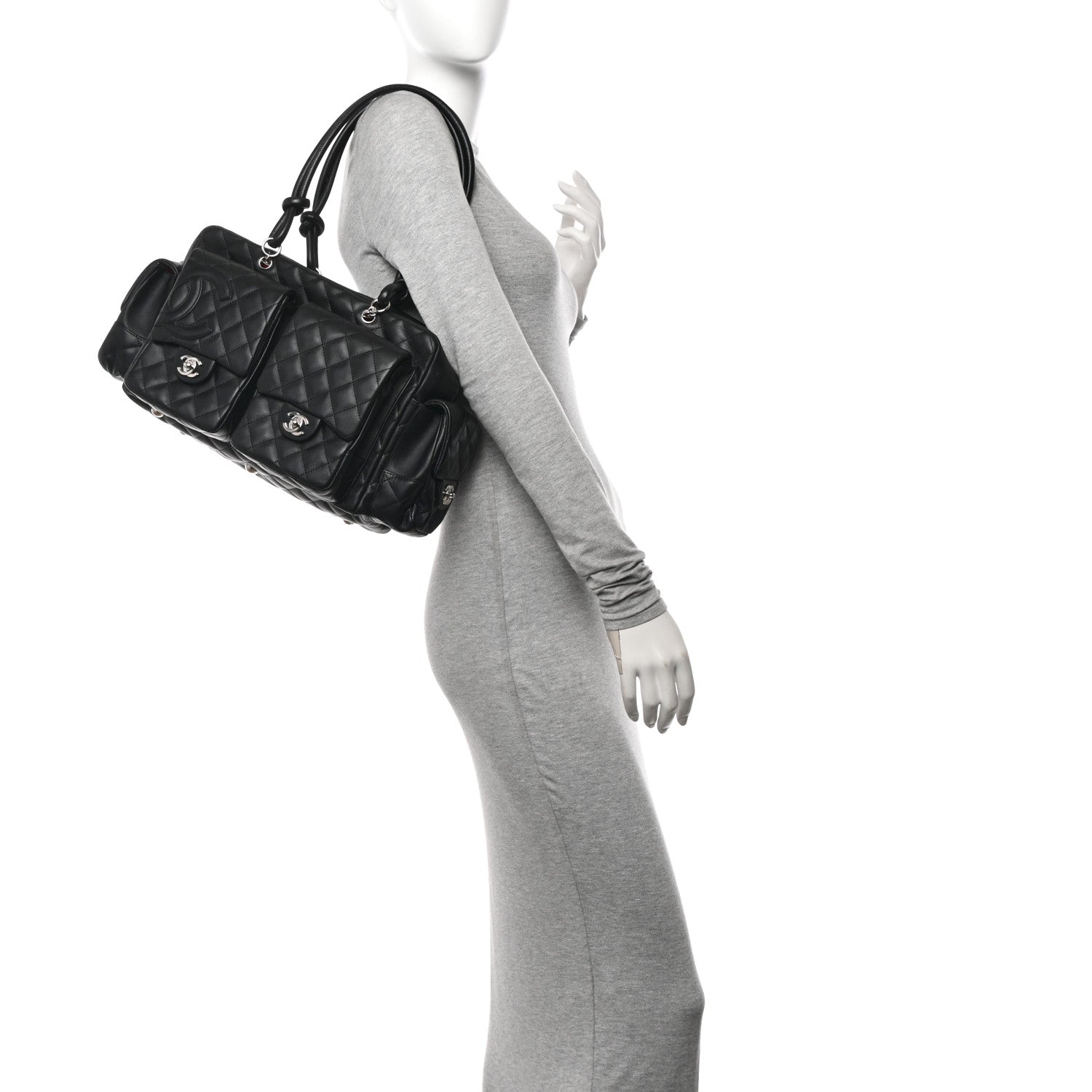 Chanel Calfskin Quilted Large Cambon Multipocket Reporter Black 2 of 12