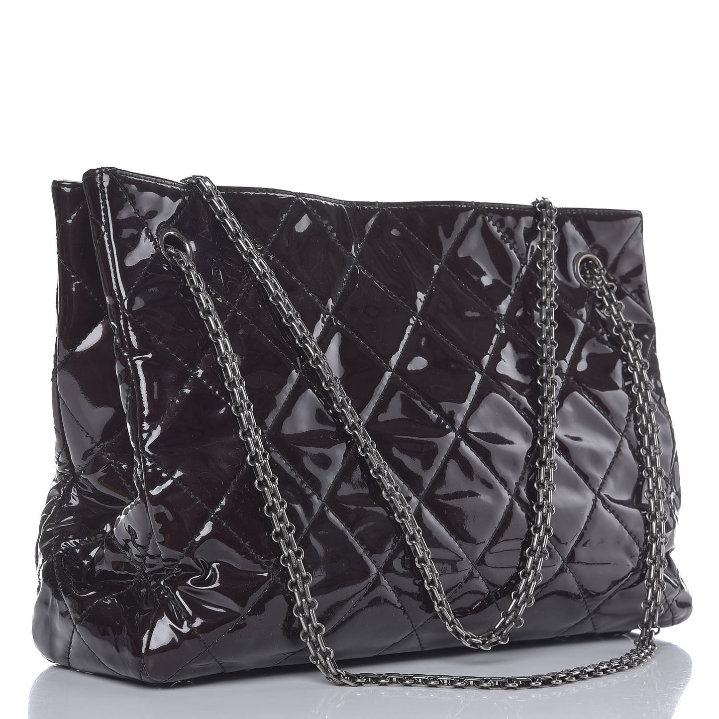 Patent Calfskin Quilted Reissue 2.55 Tote Dark Brown