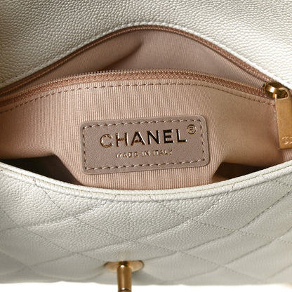 Chanel Shiny Caviar Quilted Small Chain Melody Flap White 6 of 10