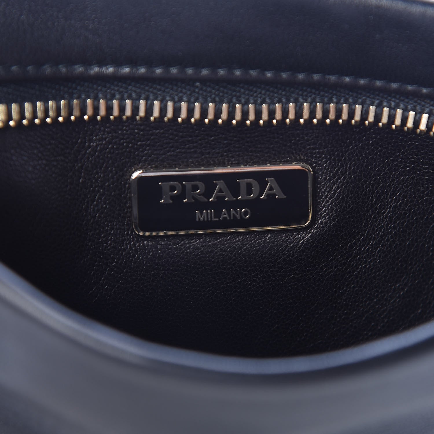 Prada Glace Calfskin Fold Over Clutch Black 8 of 9