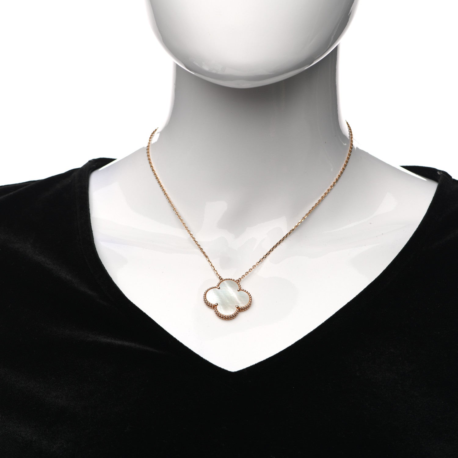 Van Cleef & Arpels 18K Rose Gold Mother of Pearl Magic Alhambra Pendant Necklace 2 of 6