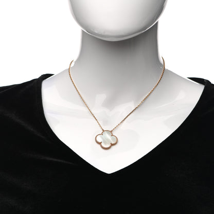 Van Cleef & Arpels 18K Rose Gold Mother of Pearl Magic Alhambra Pendant Necklace 2 of 6