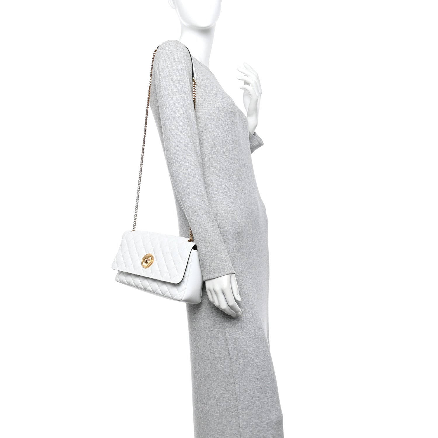 Versace Nappa Quilted Medusa Medium Chain Crossbody White 2 of 14