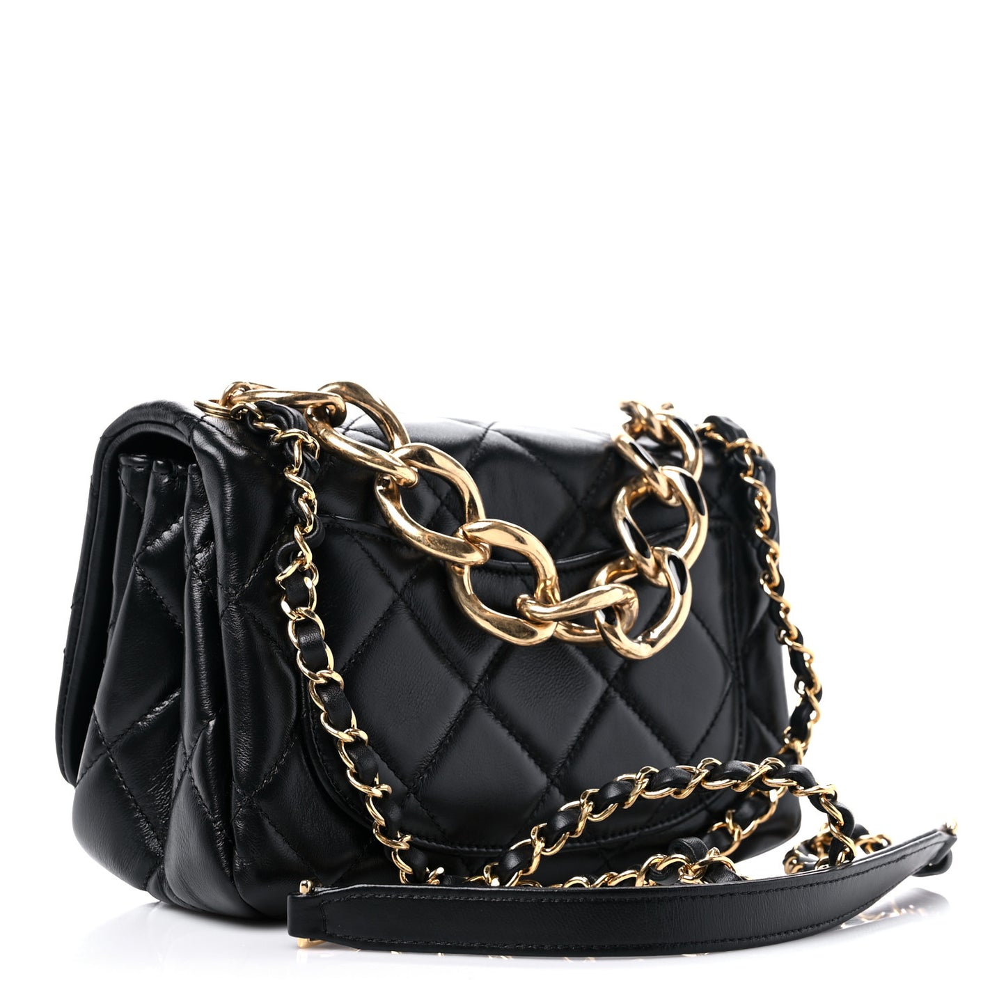 Lambskin Quilted Small Color Match Flap Black